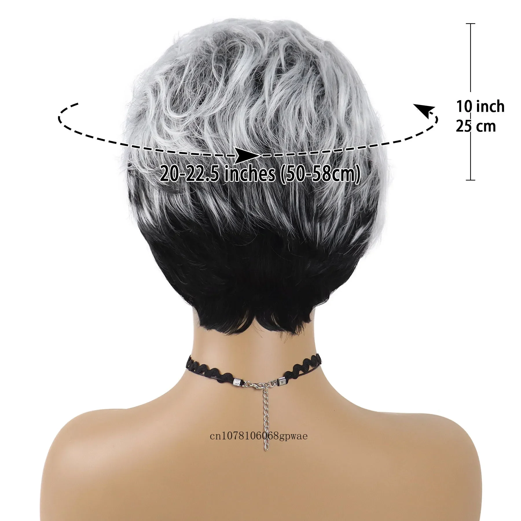 여성용 짧은 검정색 혼합 회색 합성 헤어 픽시컷 가발, 앞머리 있는 레이어드 가발, 내열성, 데일리 파티 코스프레 의상용