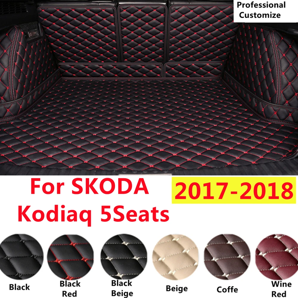 

SJ Custom Full Set Fit For SKODA Kodiaq 2018 2017 YEAR Auto Fittings Waterproof Car Trunk Mat Tail Boot Tray Liner Rear Cargo