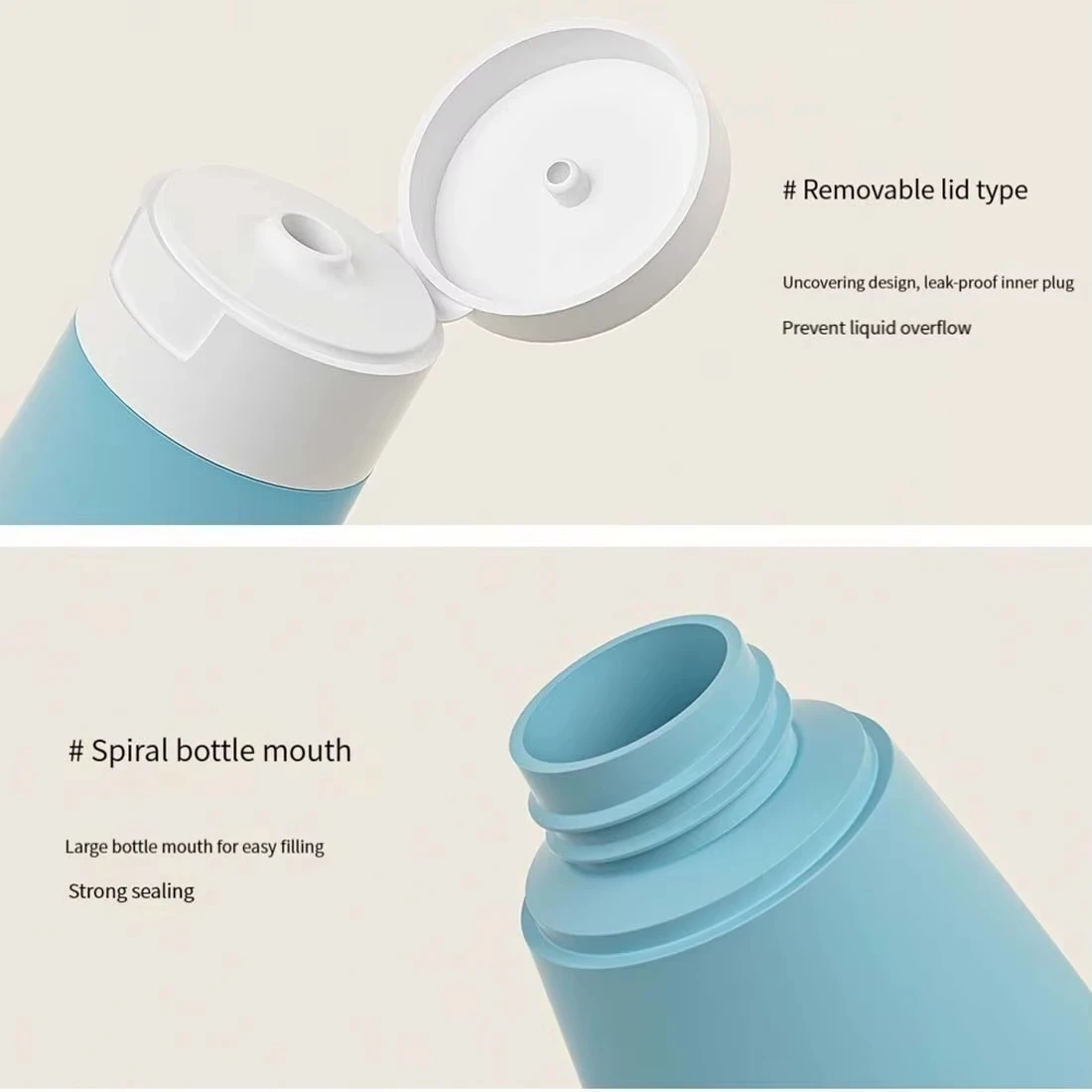 60ML Travel Bottles & Containers Small Mini Empty Plastic Squeeze Bottles for Travel Toiletries Shampoo with Storage Bag