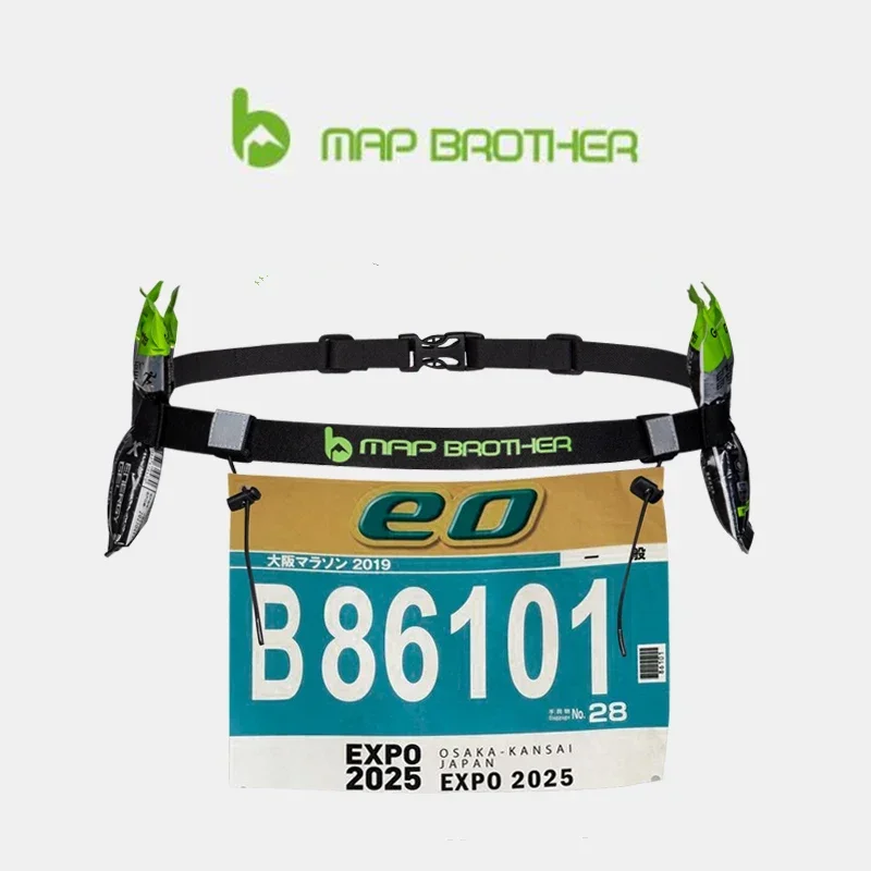 Running Waist Bag MAP BROTHER Unisex Running Race Number Belt Waist Pack Bib Holder Triathlon Marathon Cycling Motor Reflective Belt with 6 Loops