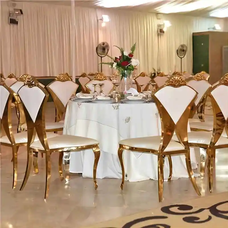 

New chair outdoor restaurant banquet chair stainless steel rose chair wedding