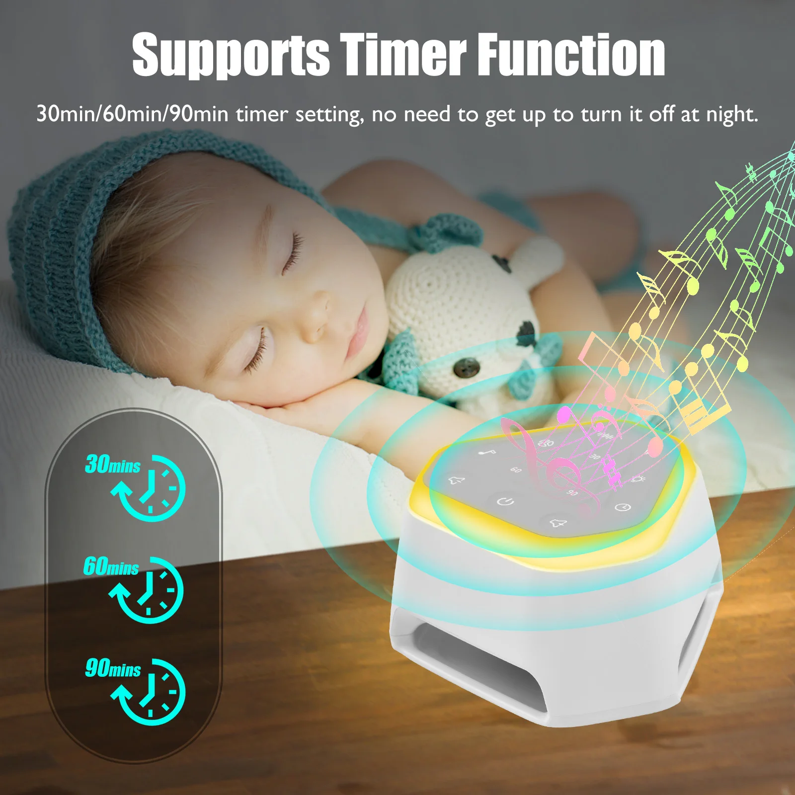 Machine à bruit blanc de bureau pour enfants et adultes, machine à sons de  sommeil, 26 sons apaisants, fonction de mémoire de minuterie, bébé, sommeil  relaxant - AliExpress