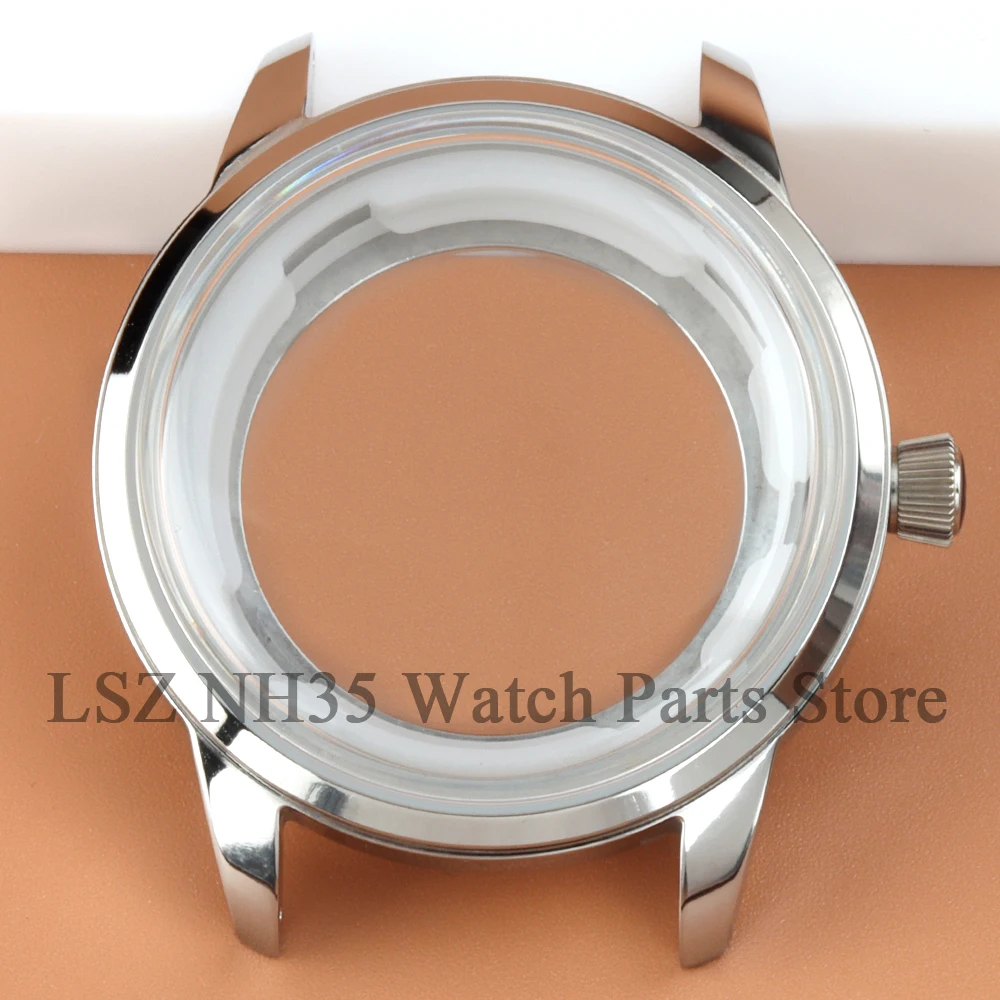 40mm 316L Stainless Steel Case Leather Strap 10ATM Waterproof For NH35 NH36 NH38 Movement Cocktail Case Watch Accessories