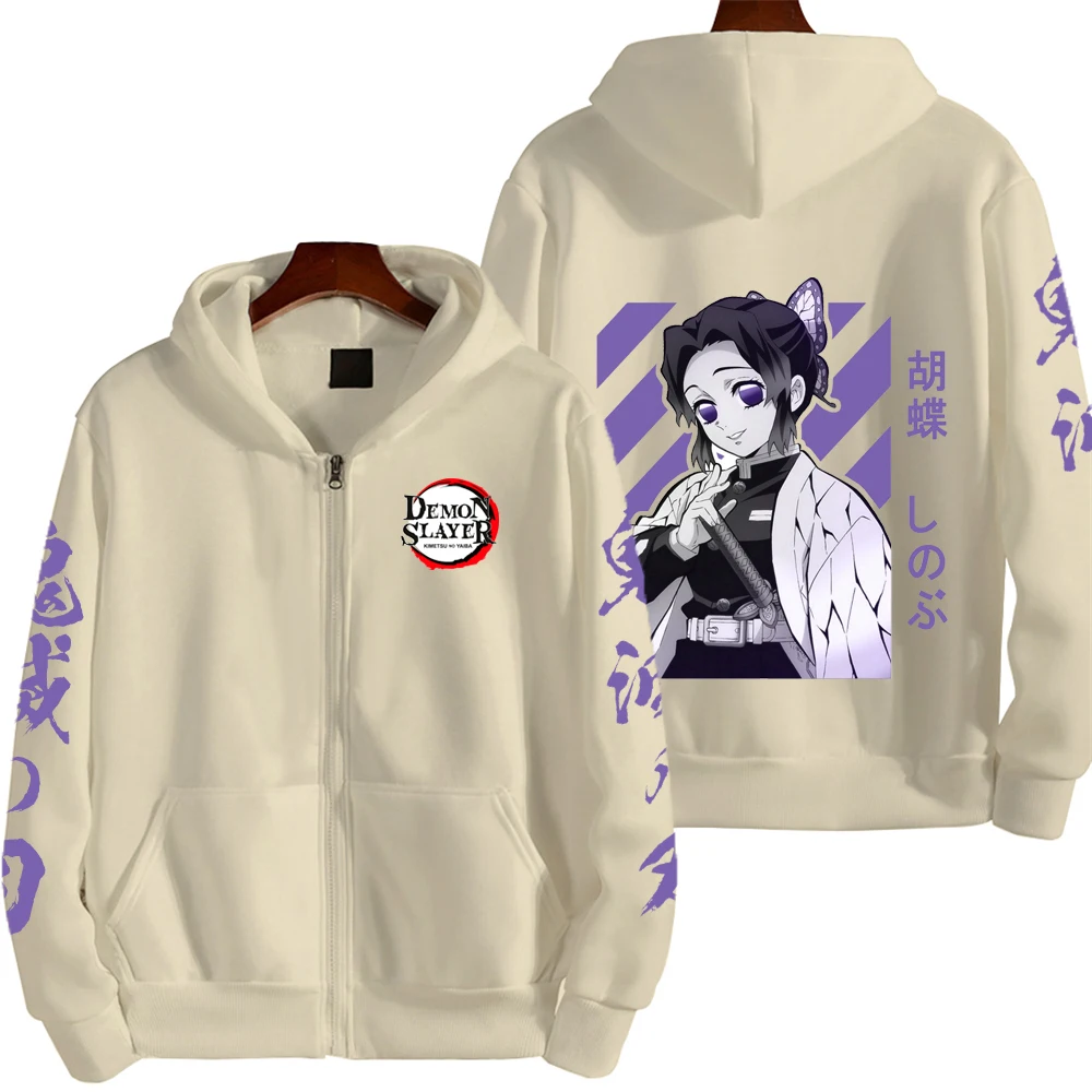 Shinobu Kocho Demon Slayer Men Zip Up Hoodie Spring Autumn Women