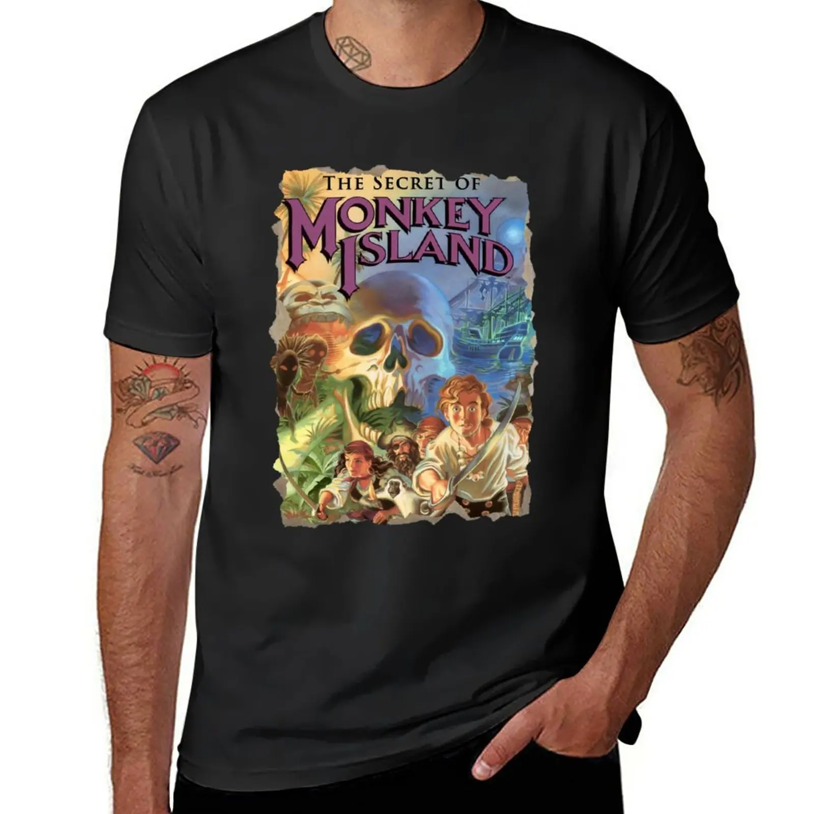 Novità The Secret Of Monkey Island T-Shirt Anime Top Magliette Alte Da Uomo