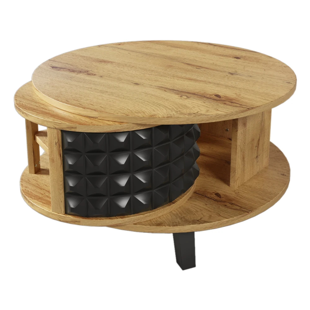 PINGGO Couchtisch mit versteckter interner Ablage und drehbarem Beistelltisch – Moderne Aufbewahrungskonsole für die Wohnzimmerdekoration – Detail 14