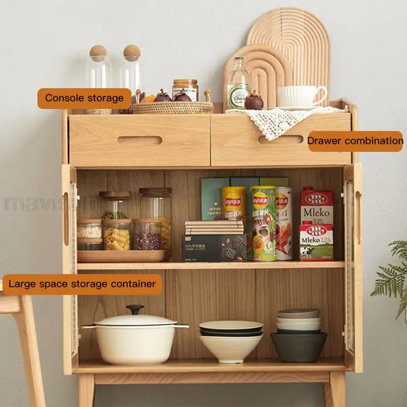 Buffet For Dishes Furniture Solid Wood Wine Cabinet Living Room Storage Display Case With Double Drawers Console Furniture