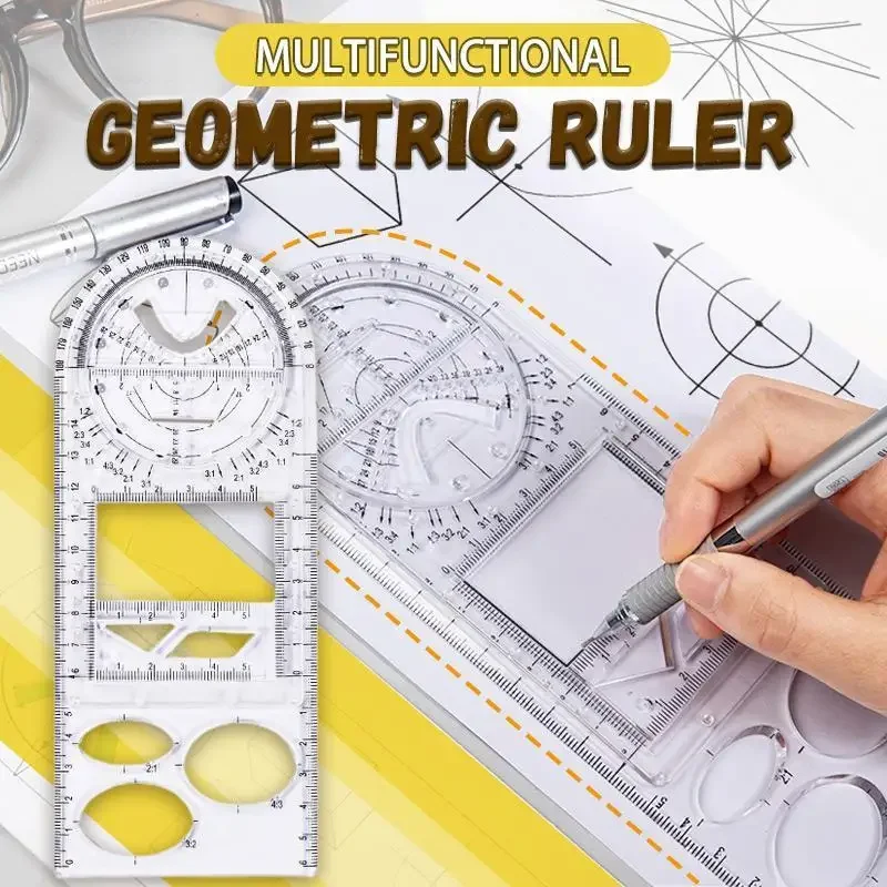 

Multifunctional Geometric Ruler Geometric Drawing Template Measuring Tool For School Office Supplies Drawing Rulers Students