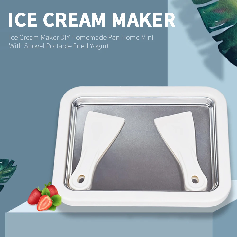 Ice Cream Maker Yogurt Frozen Pan Mini Fried Yogurts Machine Rolled Ice Cream Maker with 2 Spatulas Fry Ice Plate Home Use fep nfep film280x200mm 200x140mm lcd sla resin film sheet for uv dlp 3d printers with 2pcs replacement plastic spatulas