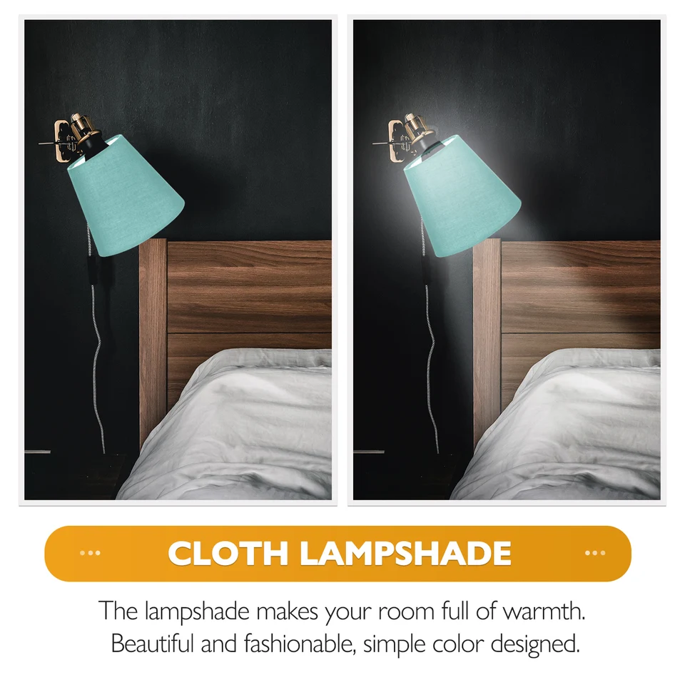 Petit abat-jour Lot de 6, Clip sur abat-jour en tissu bleu clair abat-jour lustre abat-jour couvercle de lampe murale pour ampoule A B C F P