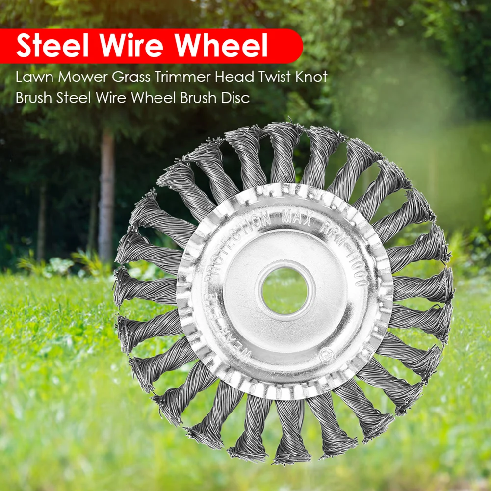 잔디 트리머 헤드 철사 휠 정원 브러시 헤드, 잔디 예초기 브러시 커터, 와이어 잡초 브러시 커터, 디스크 원예 도구, 4 인치, 5 인치
