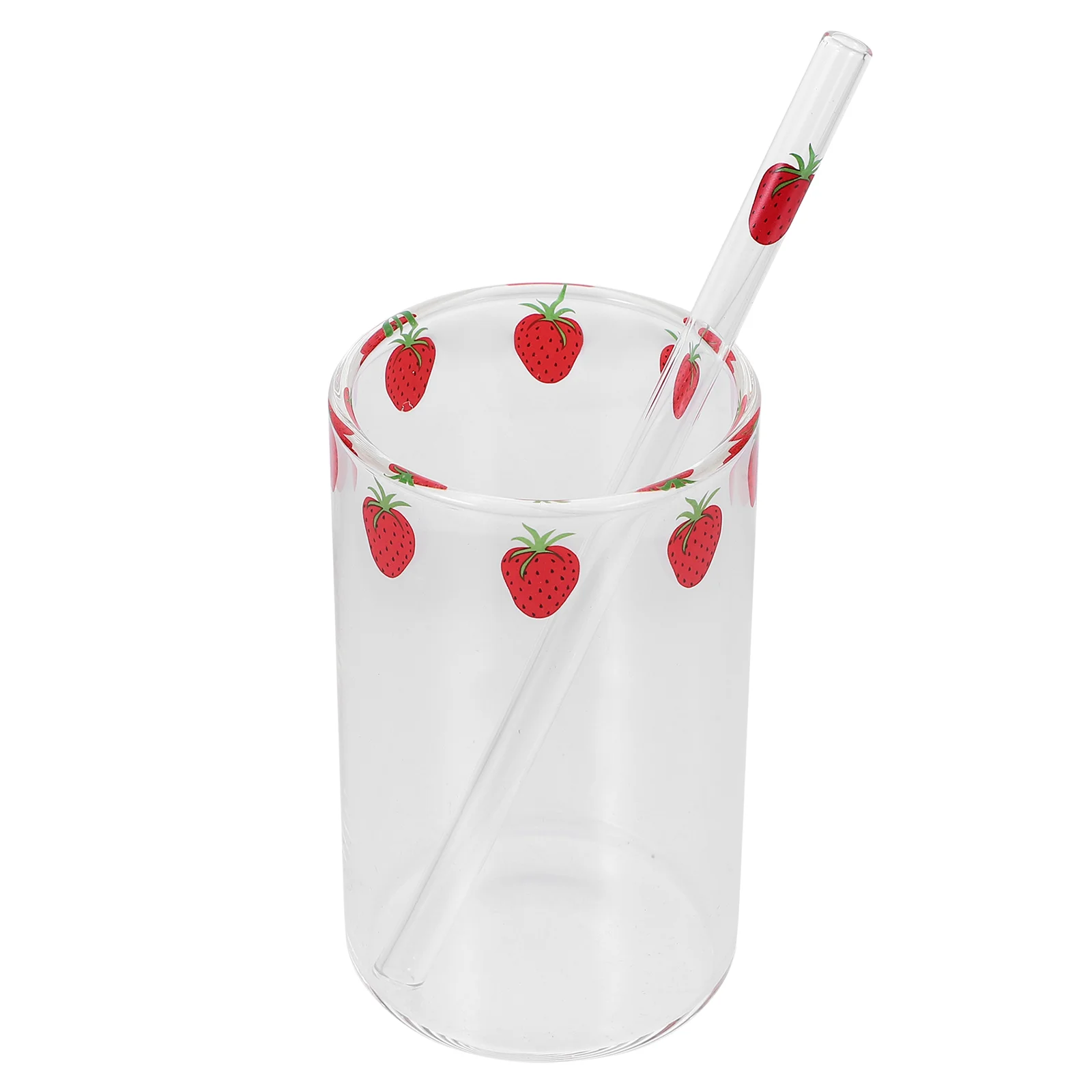 

with Cover Strawberry Glass Student Drinking Glasses to Go Coffee Cups Liquid Tableware