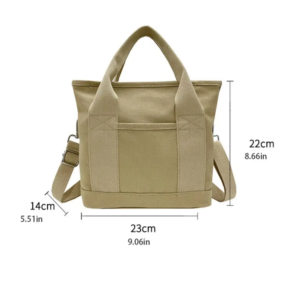 Multi-pocket Japanese Style Crossbody Bag Zipper Handbag Canvas Shoulder Bag Mommy Bag Shopping Bag Pure Color Tote Bag Daily
