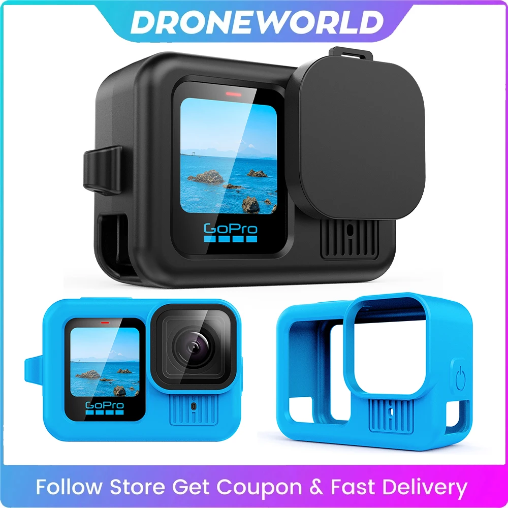 Housse Silicone GoPro Hero 13 - Coque Protection Bleu/Noir