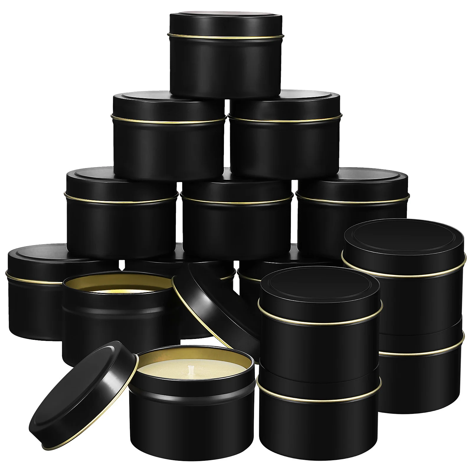 

24 Pcs Jar Tinplate Aromatherapy Empty (black) Pieces Jars for Making Candles Bulk with Cover
