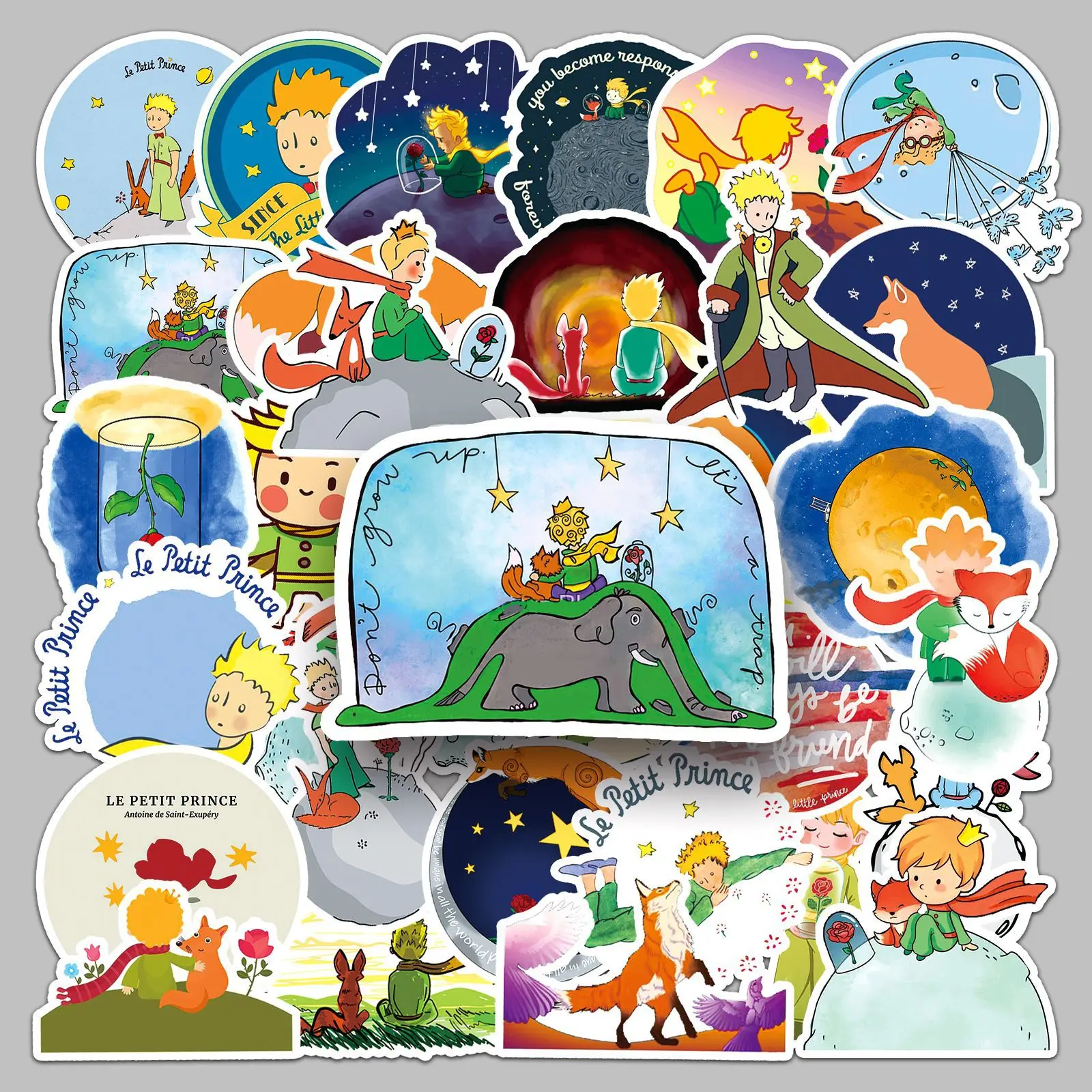 50pcs Little Prince Cartoon Children's DIY Phone Case Notebook Milk Tea Cup Decoration Waterproof Sticker