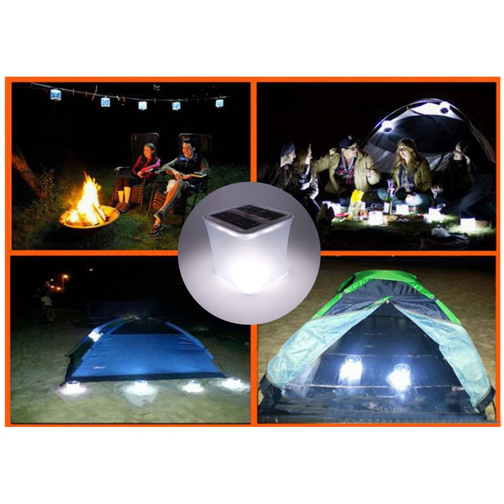Camping Lamp Inflatable Solar Lamp Folding Solar LED Light Waterproof Outdoor Travel Emergency Camping Light Built In 1000mah Battery 10leds