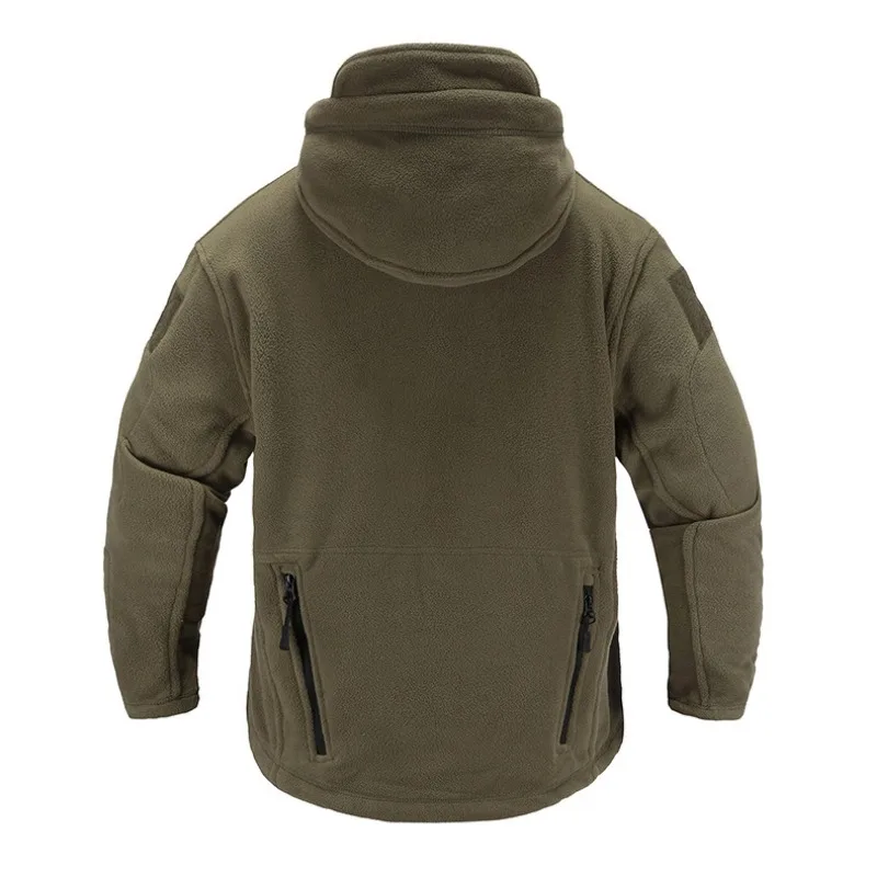 Military Tactics Fleece Jackets Men Bomber Jacket Zipper Multiple Pockets Sweatshirt Outdoor Windbreaker Warm Hooded Men Clothes