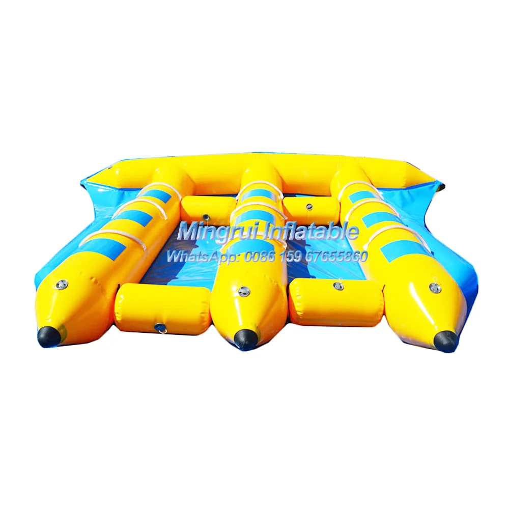 Hot Sale 4/6/9 Seat Inflatable Banana Boat Flying Fish Towable Tube Water Park Games 6 person inflatable fly fish toy inflatable flying fish tube towable inflatable water fly fish for sale