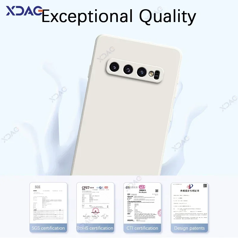 Premium Square Liquid Silicone Waterproof Phone Case - Luxury Soft Cover for Samsung Galaxy S10 Series