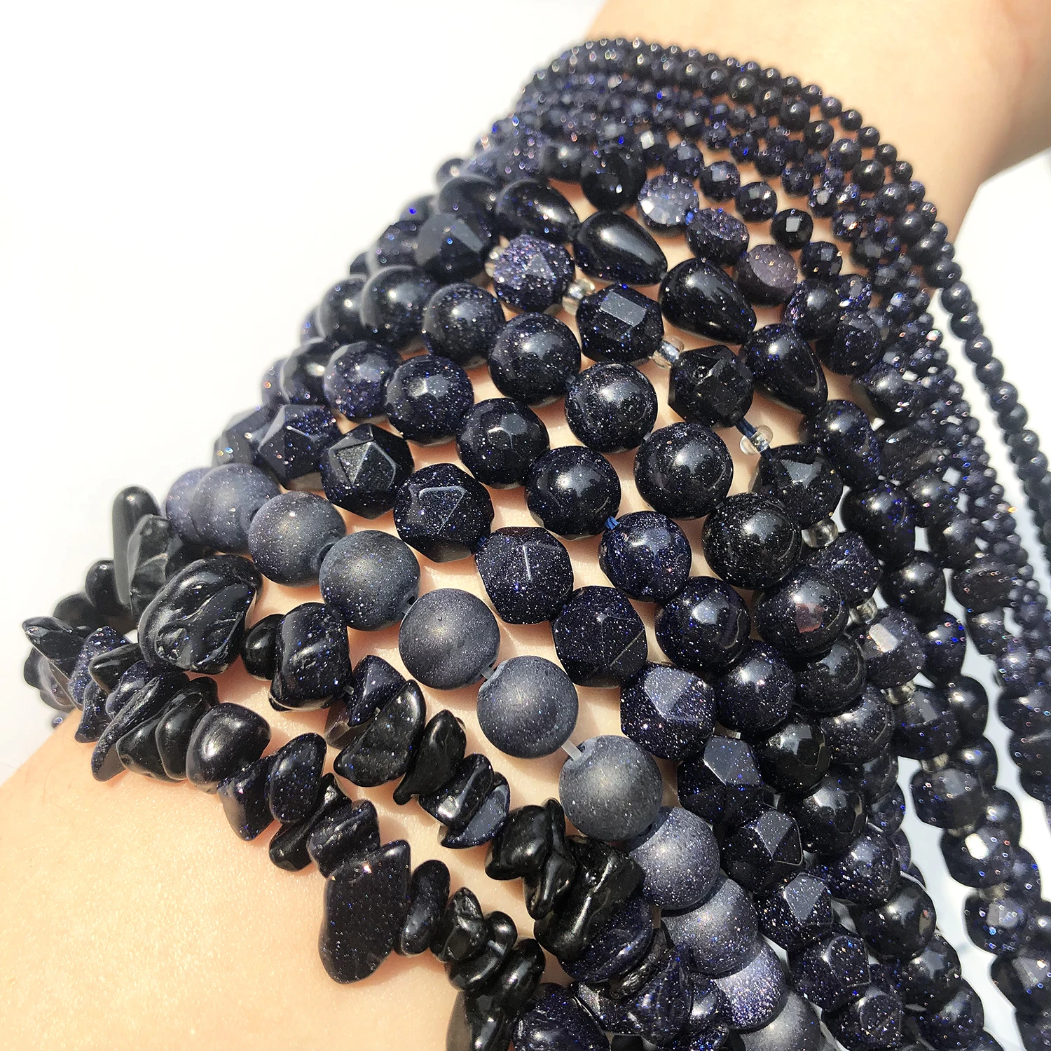 Enhance your craft with these Natural Blue Sandstone Irregular Faceted Beads for DIY Jewelry and Bracelet Making.