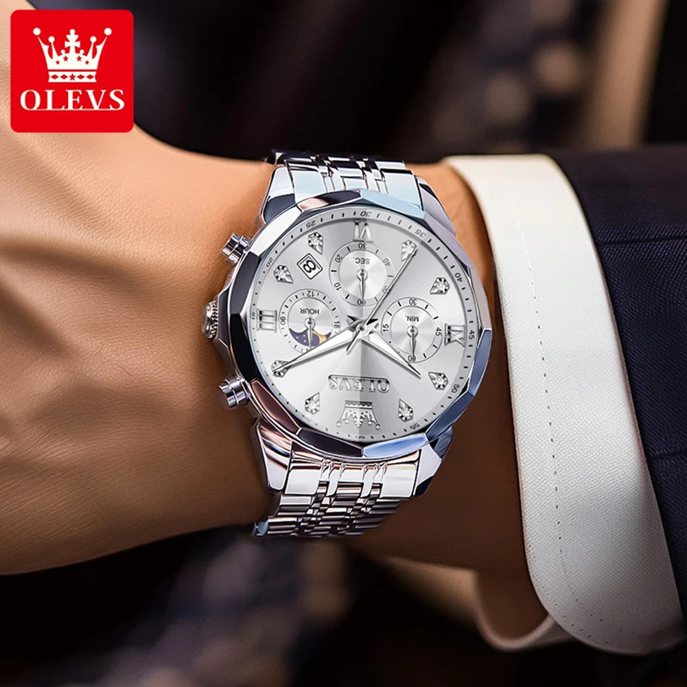 OLEVS Luminous Chronograph Men's Waterproof Quartz Watch - Auto Date, Business Sport Design