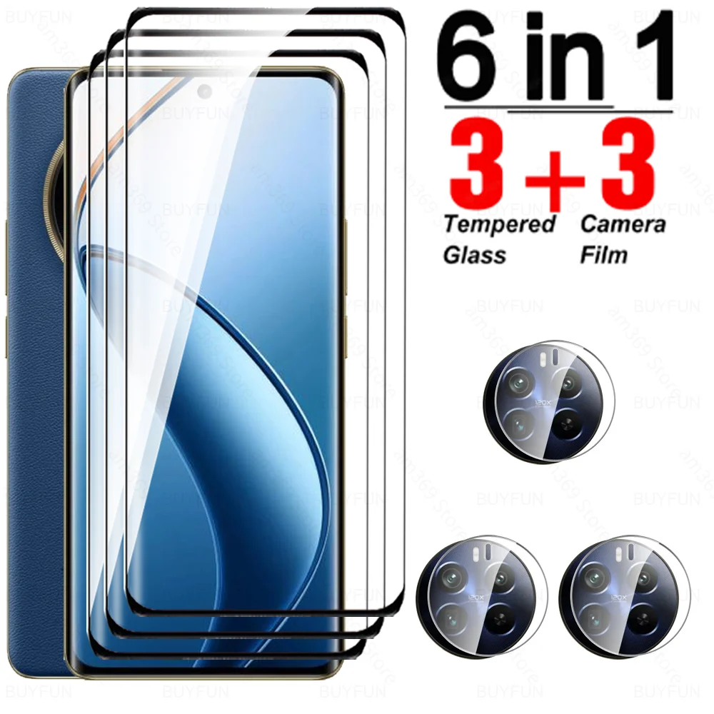 

Изогнутое закаленное стекло 6 в 1 для Realme 12 Pro + 9D, защита экрана, HD пленка для объектива на Realme12 Pro Plus Realme12Pro 12Pro, проектор