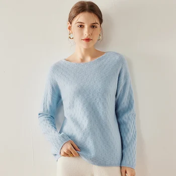 Maglione in cashmere 100% da donna girocollo basso pullover lavorato a maglia Top a maniche lunghe alla moda e caldi Abbigliamento autunnale e invernale 1