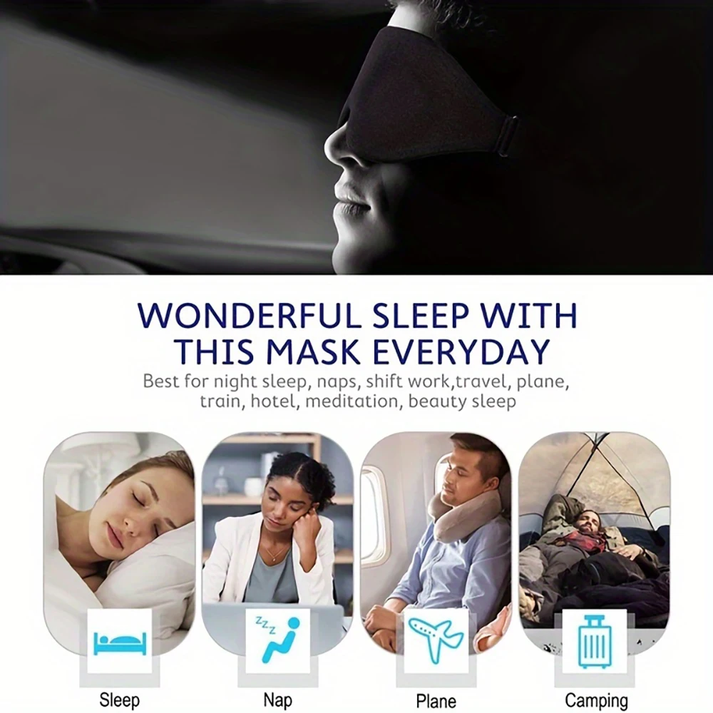 3D Eye Mask Adjustable Suitable for Men and Women with No Pressure on the Eyes Breathable and Light Blocking Eye Mask Black 5