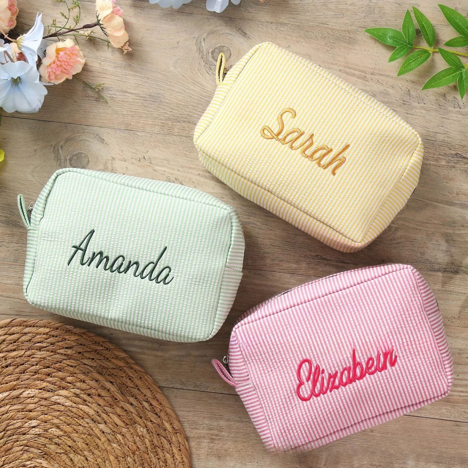 Personalized Name Makeup Bag Custom Embroidered Cosmetic