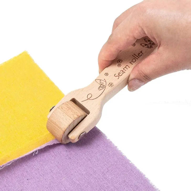 QuiltingSeamRollerWoodSewingSeamRollerToolSolidPressWheel