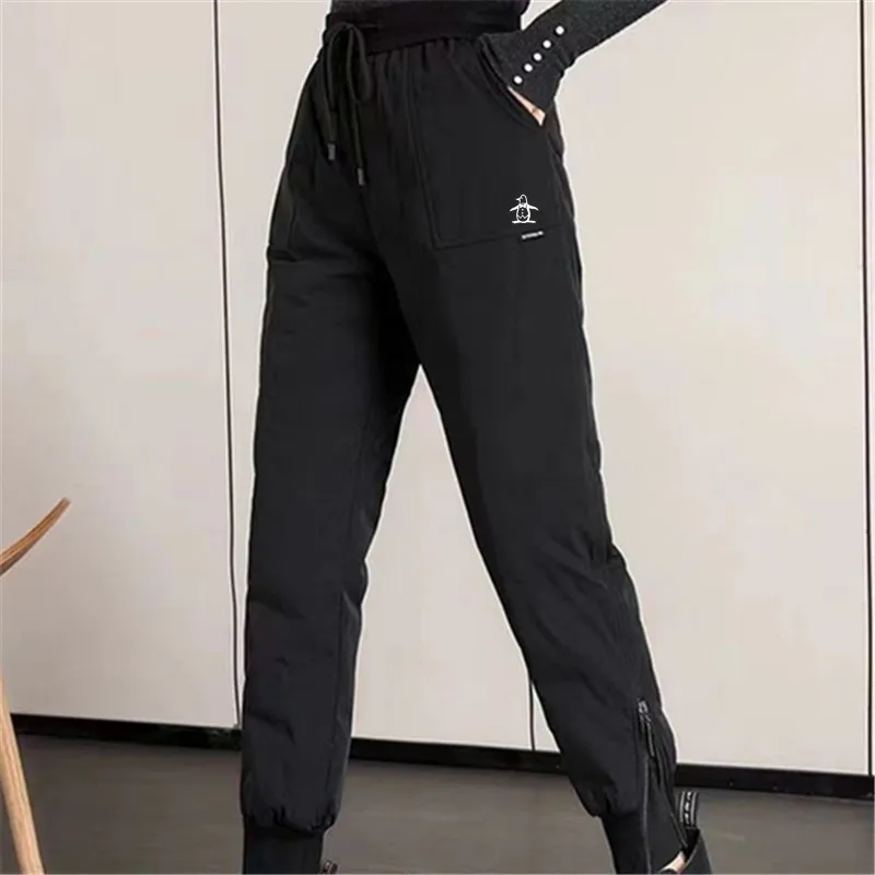 Women Golf Down Pants Winter Windproof Duck Feather Golf Trousers Keep Warm High-waisted White Duck Down Woman Pant 골프웨어여성