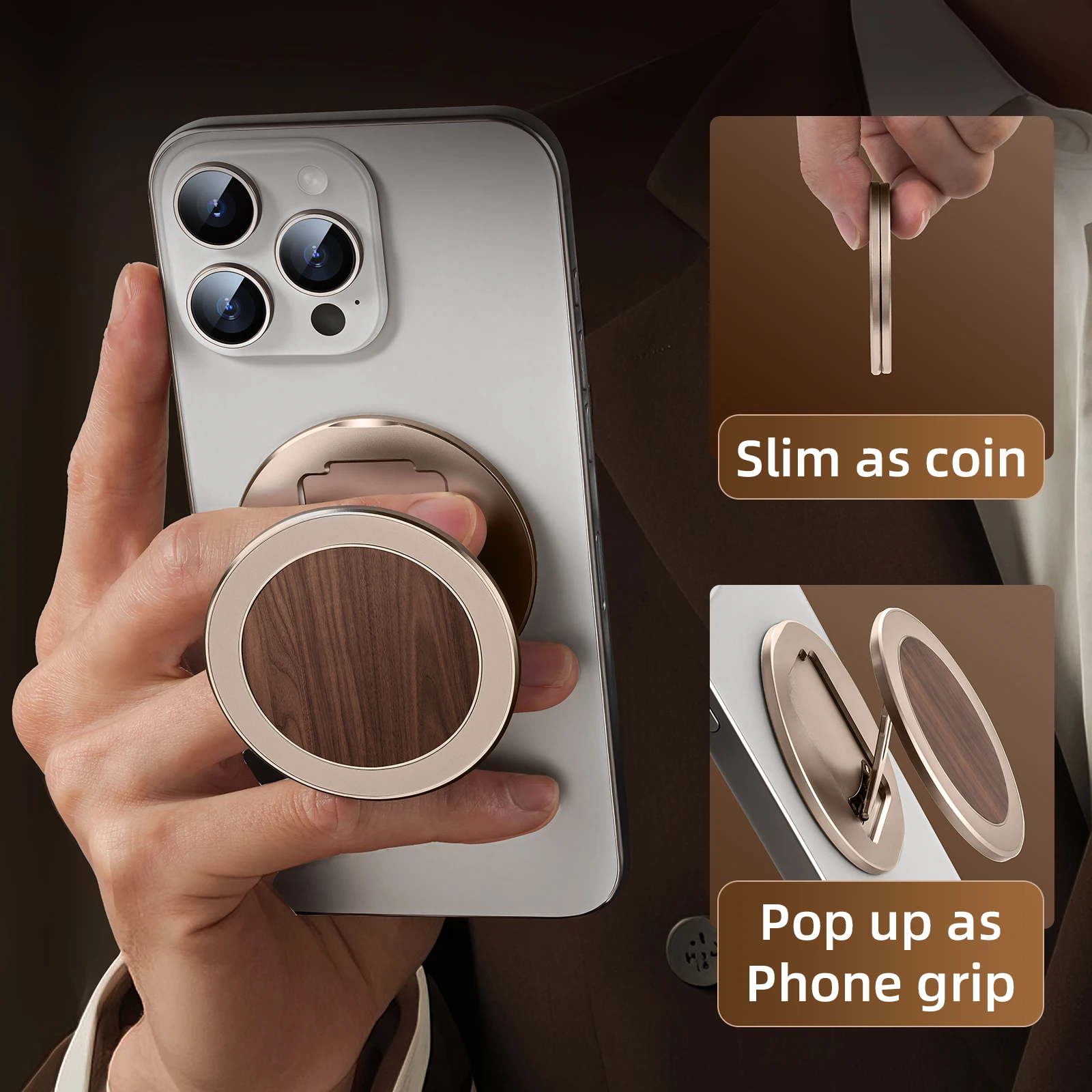 Oatsbasf 금속 양면 MagSafe 전화 홀더 iPhone 용 삼성 범용 접이식 각도 조절 스탠드 (강력한 자석 포함)