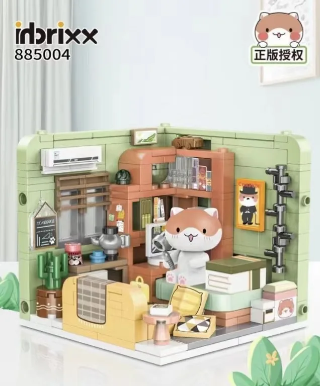 Kreative Inbrixx Niedliche Katzen-Bausteine, Anime-Stadtstraßenszene Montage-Dekoration Kinder-DIY-Puzzle-Spielzeug Mädchengeschenke – Detail 13