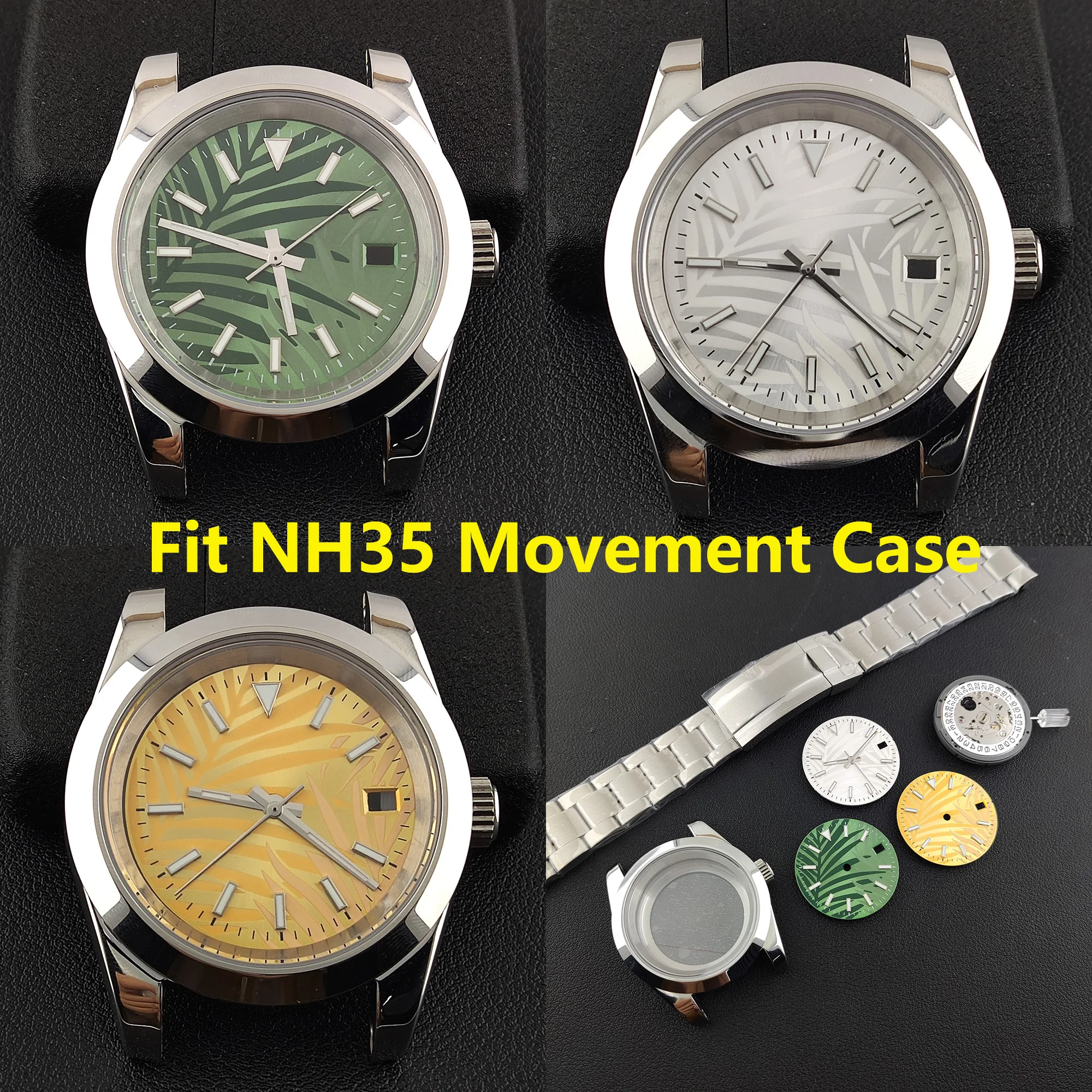 

39MM NH35 Case Men Automatic Mechanical Watch Stainless Steel Case Sapphire Glass Luminous Dial NH35 Movement Watch Accessories