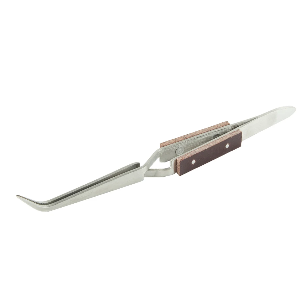 Stainless Steel Cross Locking Lock Tweezer Self Closing Jewelry Soldering Craft Repair Tool Insulated Tweezer Straight Elbow Tip