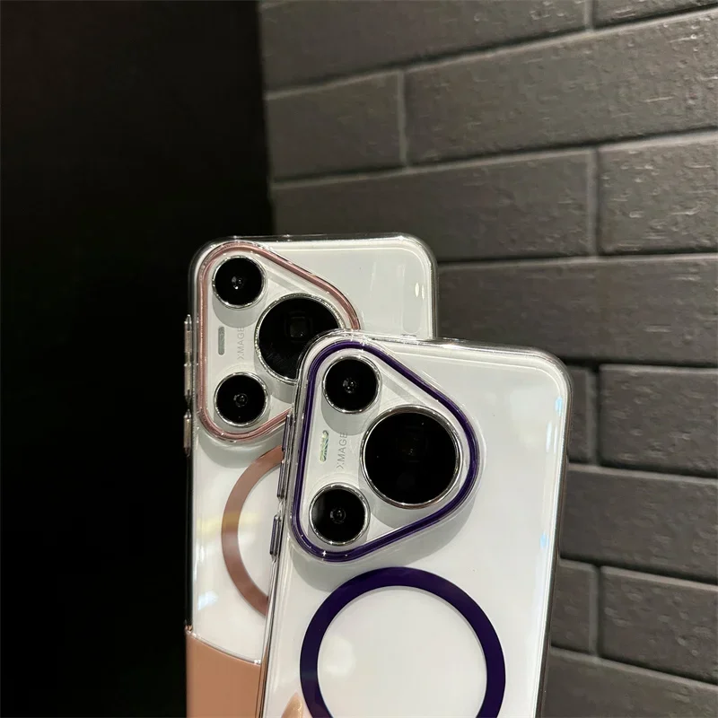 Color Blocked Magnetic Phone Case with Magsafe Wireless Charging and Anti-Fall Protection