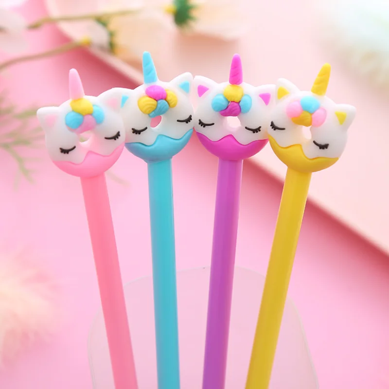 36 Pcs Wholesale Cartoon Unicorn Gel Pen Donut Student Water Pen Cute Stationery Black Ink Wholesale Stationary Back To School twinkle ободок для волос для детей back to school unicorn