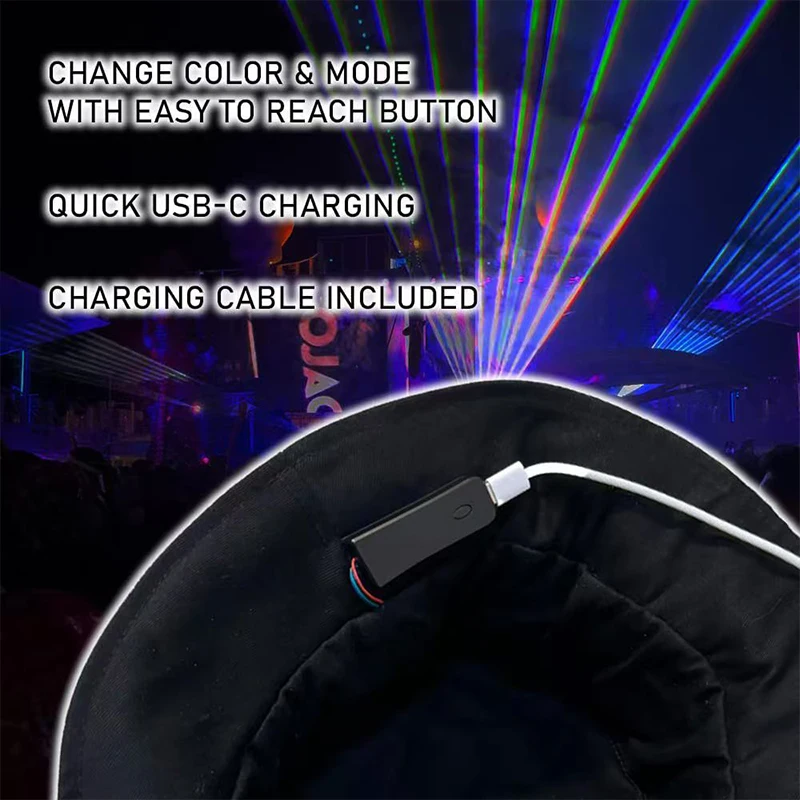 LED Neon Blinkende Fiber Optik Eimer Hut Für Nachtclub Konzerte Bühne Zeigen Hut Mode LED Fischer Hut für Frauen Männer – Detail 15