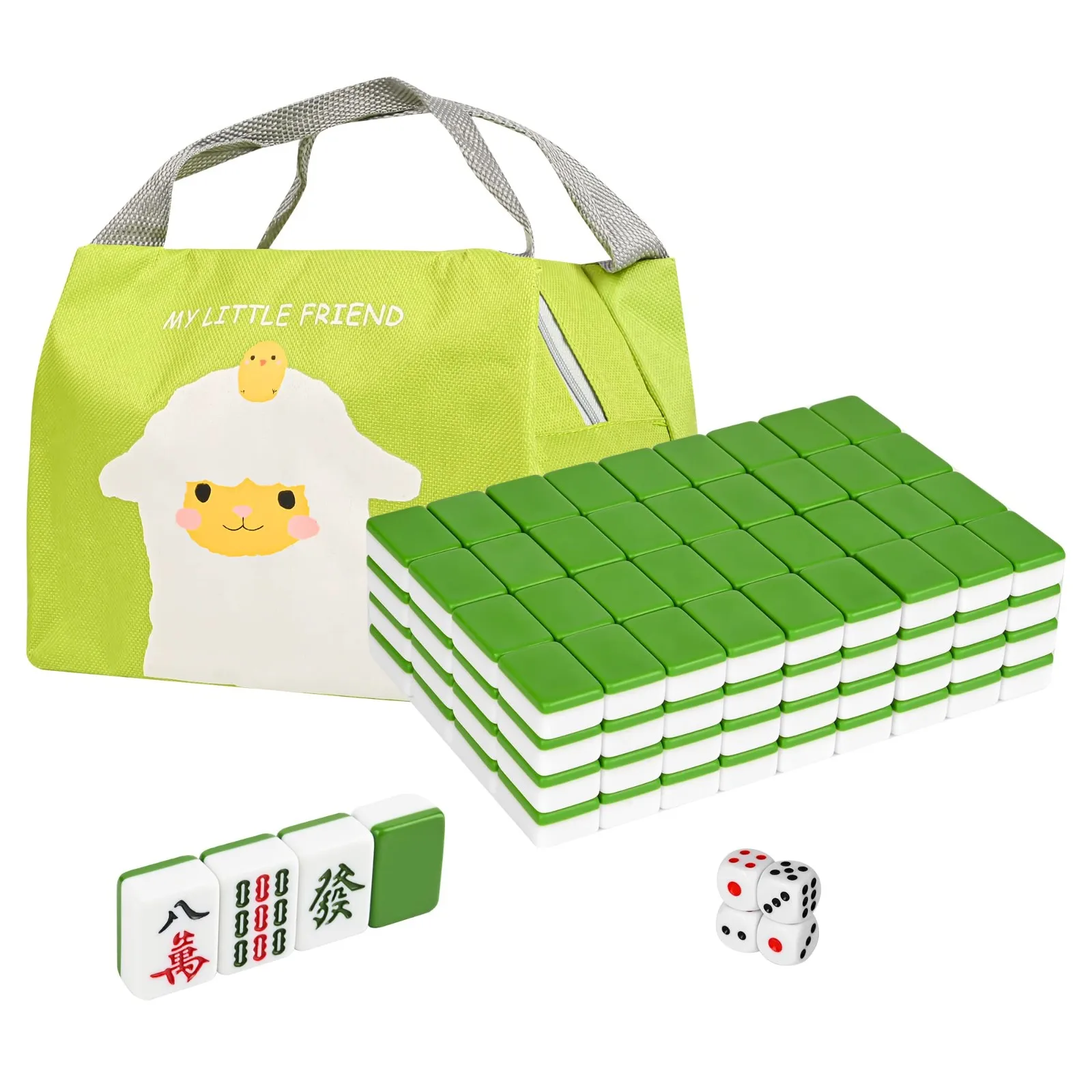New Traditional Chinese Mahjong Game Set 144 Tiles, Holiday Party Game, With Portable Handbag, Tile Size 2.4 * 1.5 * 1.1 cm