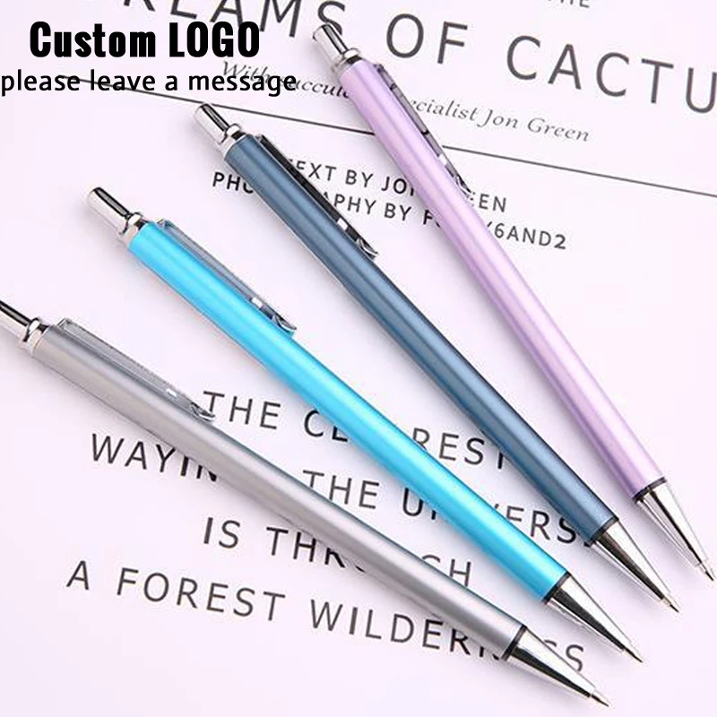 New Creative Metal Automatic Pen Replacing Pencil Lead Laser Engraving Logo Office Accessories Student Writing Pencil Stationery 6pcs lot roller pen refill liquid ink cartridgel writing lead point 0 5mm for roller ball pens office accessories pen parts