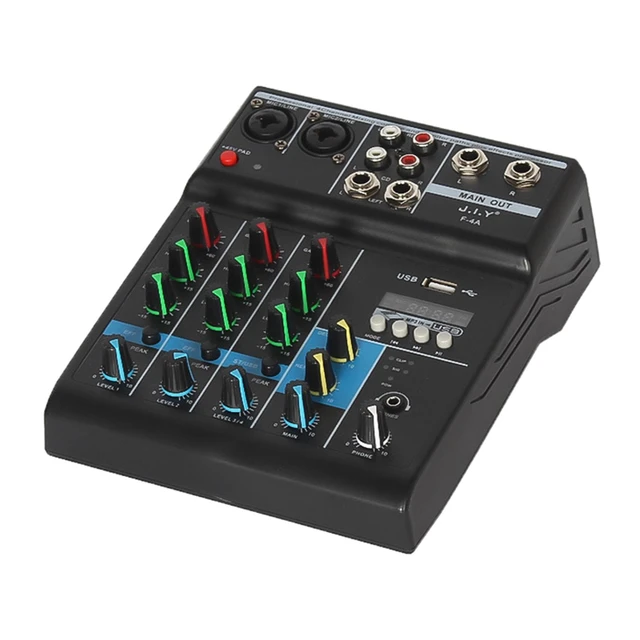 Mini Audio Mixer Broadcast Podcast 4 Channels Volume Control Powerful Power  Adapter/Charging Bank Dual Use Mini Mixer