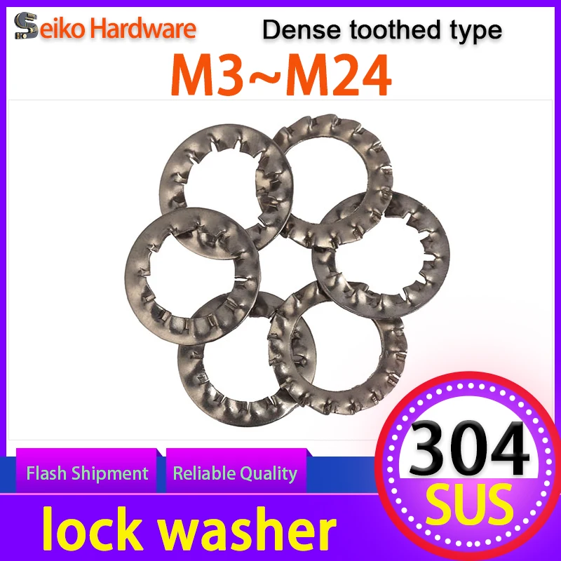 

Stainless Steel Lock Washer/External and Internal Sawtooth Pad Multi-tooth Anti-skid Stop Anti-release Gasket GB862 M3-M24