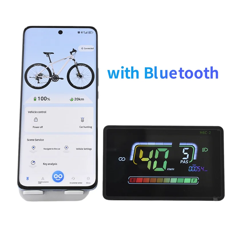 H6C-2 E-Bike Bluetooth Speedometer LCD Display Electric Scooter Meter Dashboard UART Formountain Electric Bike SM5PIN
