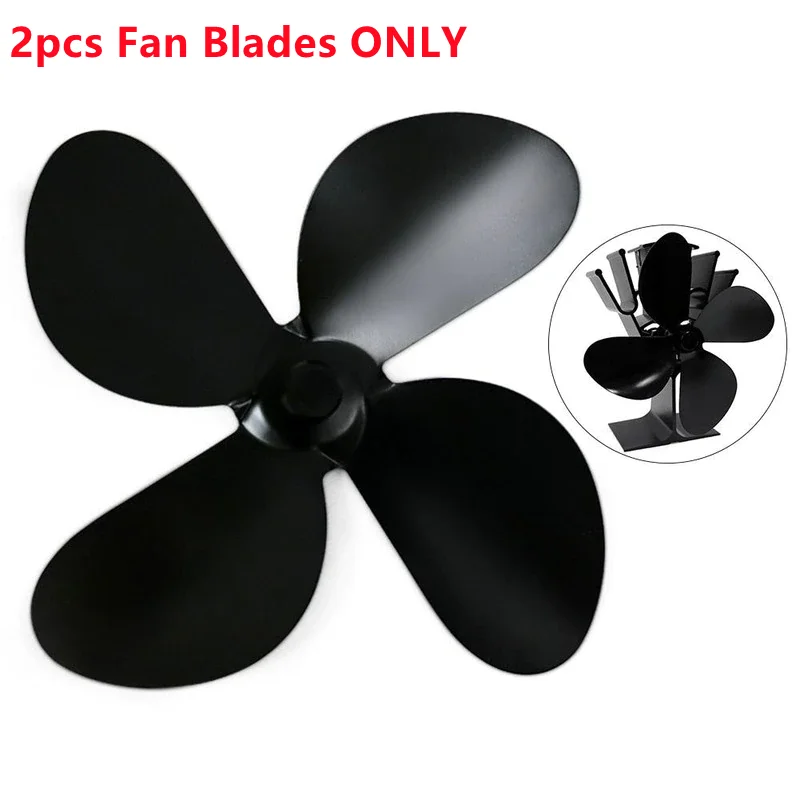 

2pcs Heat Powered Stove Fan Blades ONLY 4-Blade Heat Distribution Wood Stove Fans Blade Gas Wood Log Burners Fireplace Parts