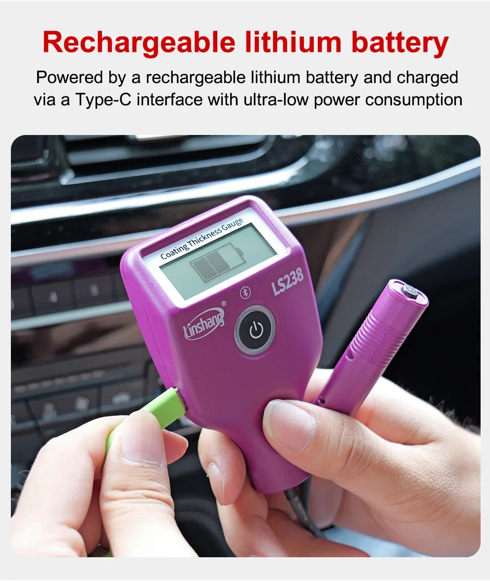 LS238 Digital Paint Thickness Gauge 0.0-3500μm Fe/Al Car Paint Coating Thickness