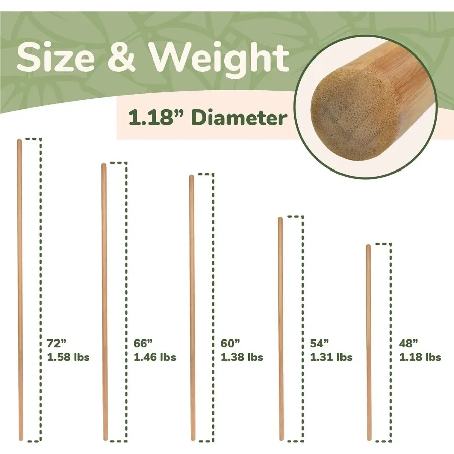 1 Stick Sturdy Bamboo Stick for Fitness, Yoga, Physical Rehabilitation. 54" X 1.18" Diameters. Available in Bulk Quantities