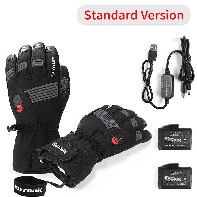 KUTOOK Winter Electric Heated Gloves Thermal Skiing Gloves Waterproof  Rechargeable Battery Heating for Cycling Hiking Snowboard - AliExpress