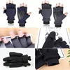 Winter warm Gloves Fingerless Convertible Thermal Mittens Gloves Windproof Polar Fleece Warm men women double-layer Flap Gloves 4