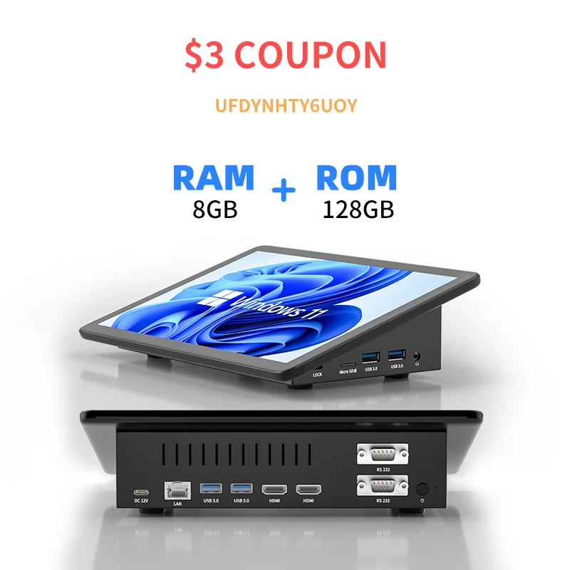 10.1 ''Mini Pc Windows 11 Tablet Pc 1200*1920 Schermo Ips Intel J4125 Mini Desktop 8G Ram 128G Emmc Bt5.0 Wifi Rj45 Computer